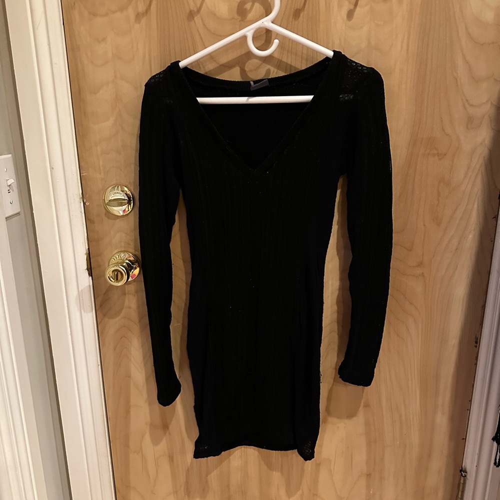 Size medium black stretchy bodycon sweater dress